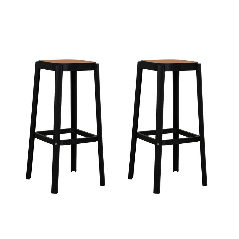 PLOS - Silla Piso Bar Taburete Pack X2 Aliano Plos Negro Altura 75 cm