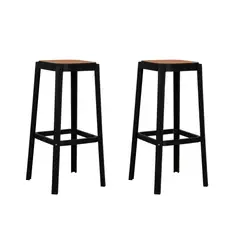 PLOS - Silla Piso Bar Taburete Pack X2 Aliano Negro Altura 75 cm