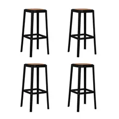 PLOS - Silla Piso Bar Taburete Pack X4 Aliano Negro Altura 75 cm