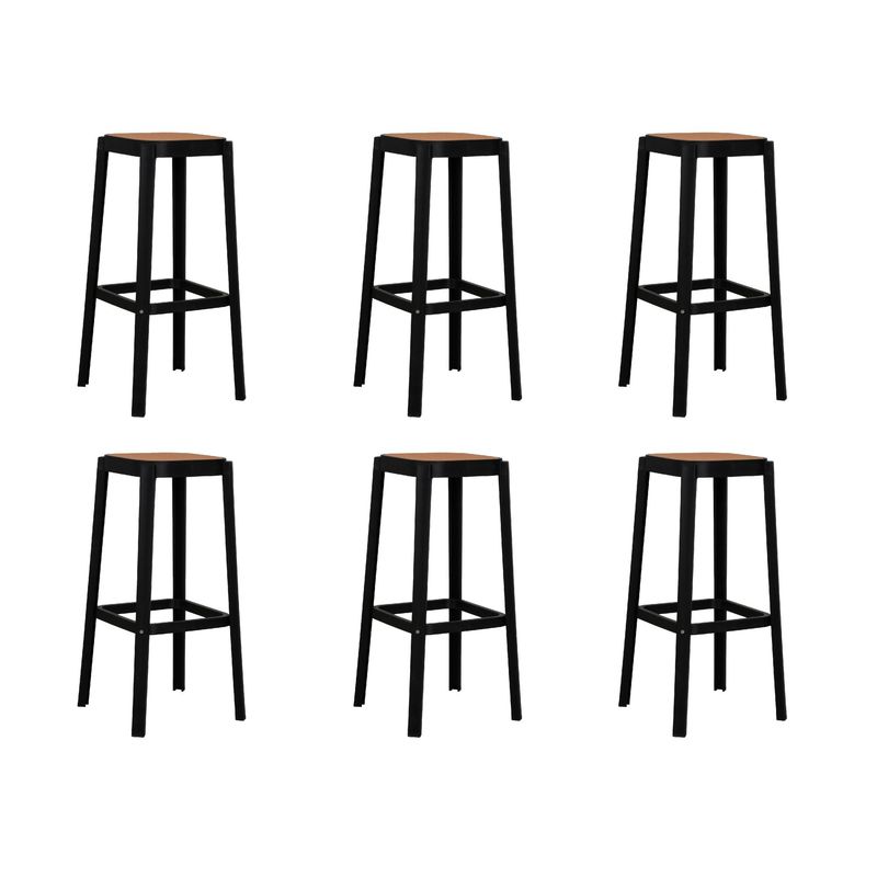 PLOS - Silla Piso Bar Taburete Pack X6 Aliano Plos Negro Altura 75 cm