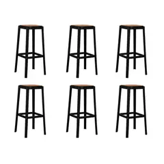 PLOS - Silla Piso Bar Taburete Pack X6 Aliano Negro Altura 75 cm