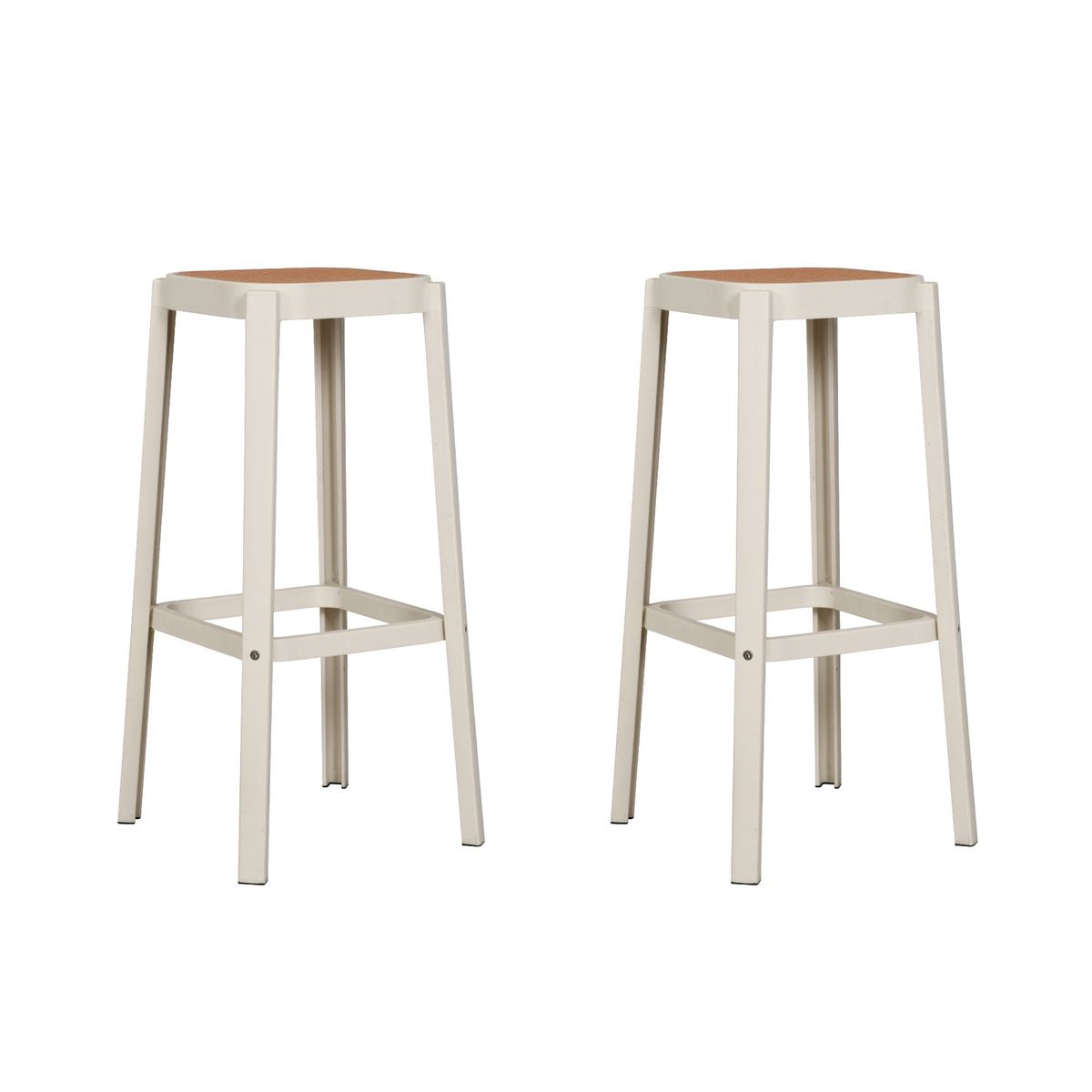PLOS - Silla Piso Bar Taburete Pack X2 Aliano Plos Blanco Altura 75 cm