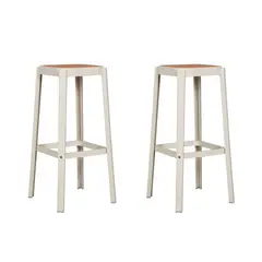 PLOS - Silla Piso Bar Taburete Pack X2 Aliano Blanco Altura 75 cm