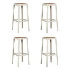 PLOS - Silla Piso Bar Taburete Pack X4 Aliano Blanco Altura 75 cm