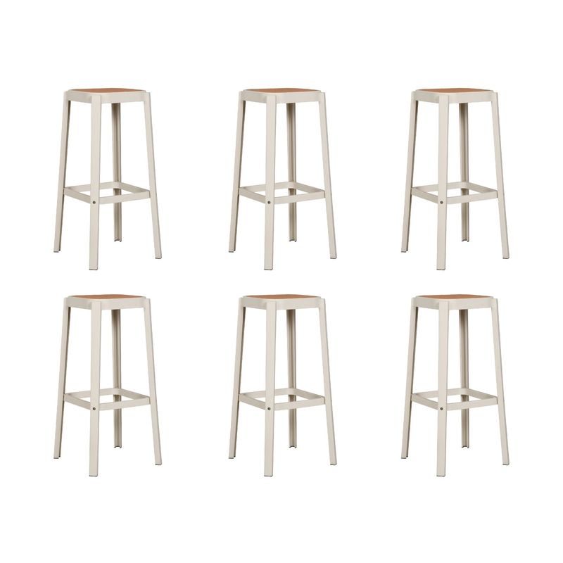 PLOS - Silla Piso Bar Taburete Pack X6 Aliano Plos Blanco Altura 75 cm