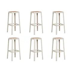 PLOS - Silla Piso Bar Taburete Pack X6 Aliano Blanco Altura 75 cm