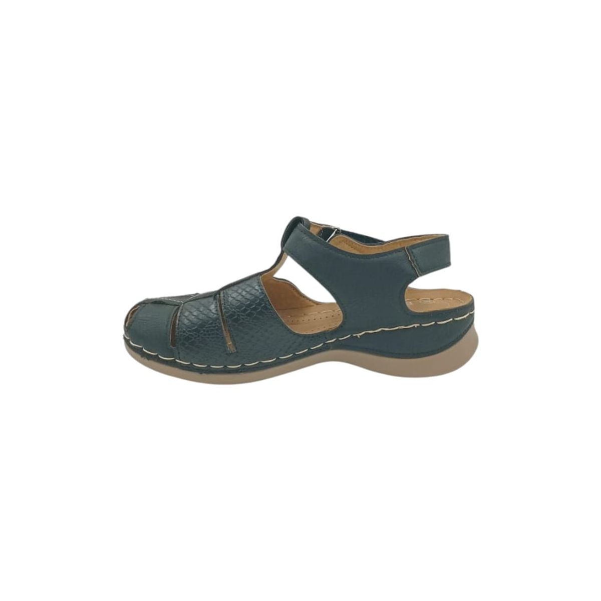 HERIEL - Sandalia Negra Baja Velcro