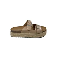 HERIEL - Sandalia Beige Baja Mujer