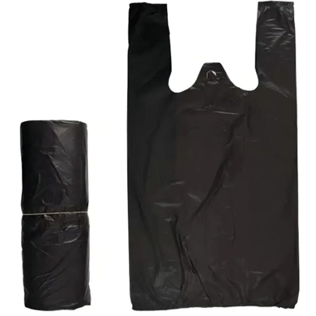 GENERICO - Bolsas Plasticas Tipo Camiseta 25x40 Cm 100 Un / Negro