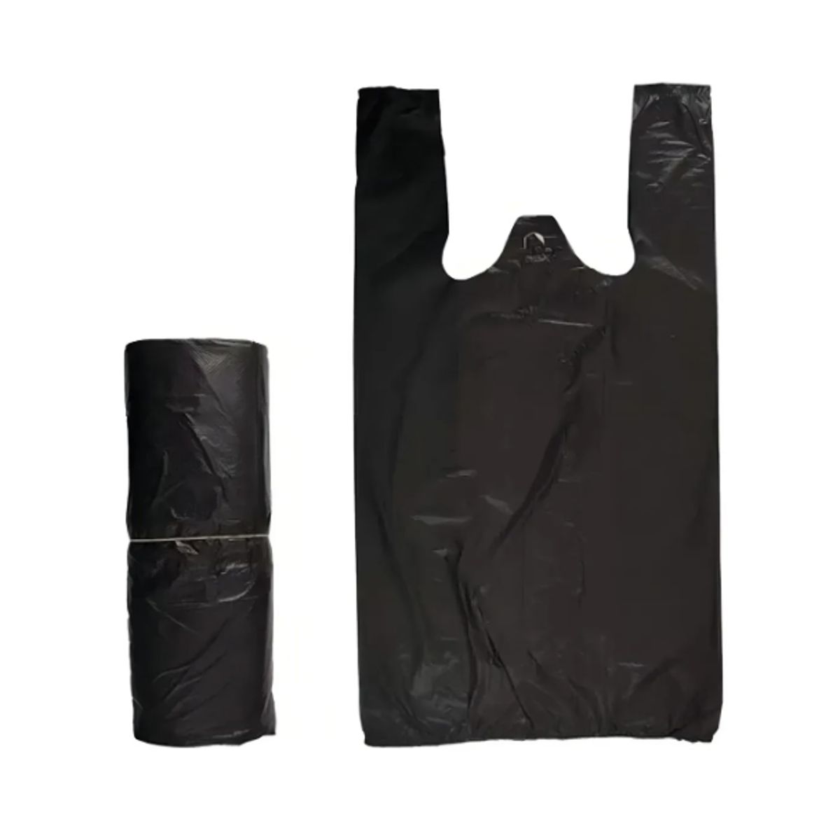 GENERICO - Bolsas Plasticas Tipo Camiseta 25x40 Cm 100 Un / Negro