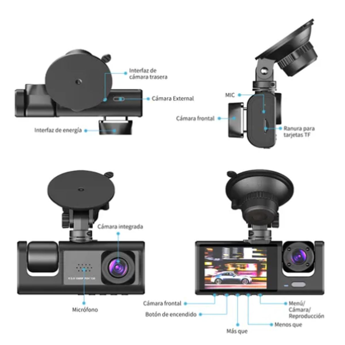 GENERICO - Cámara de seguridad automotriz 3 en 1  full HD 1080p.