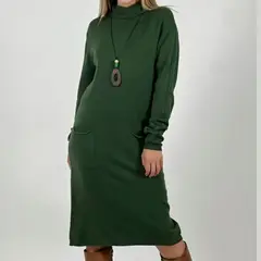 ARRAKASTA - Vestido de lana con bolsillos.-