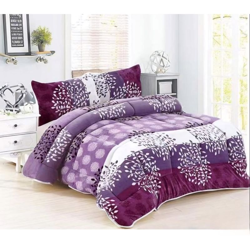 GENERICO - Cubrecama de Invierno Plush con Chiporro 1,5 plaza Morado RS1009