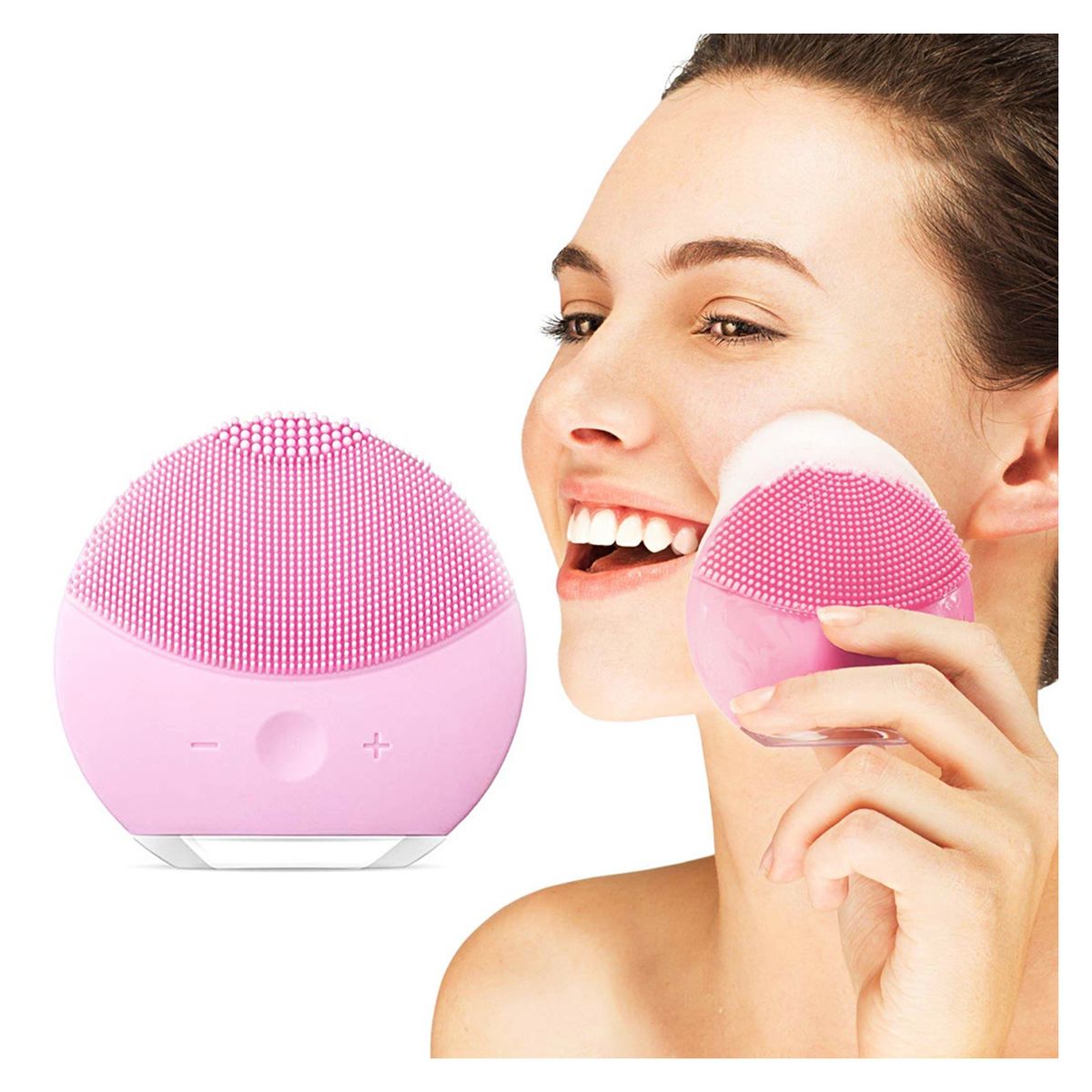 GENERICO - Limpiador Facial Cepillo Exfoliador Masajeador Recargable Color Fucsia