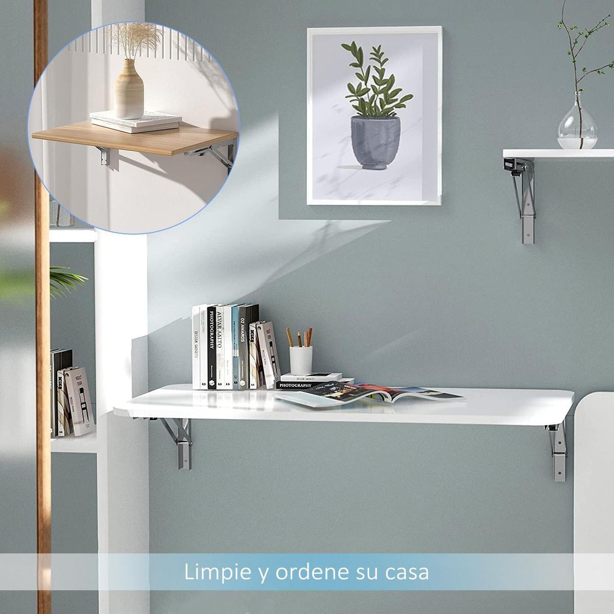 GENERICO - 2pc Blanco Soportes De Estante Plegables De Acero Inoxidable