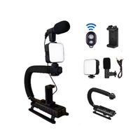 Kit Soporte Celular Cámara Fotos Video Microfono Luz Led