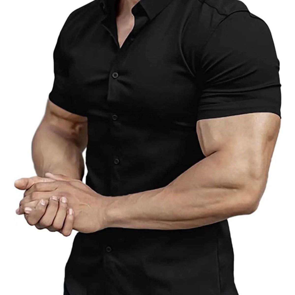 XPRESS RECHARGE - Camisa lisa manga corta para hombre Fresca elegante y cómoda