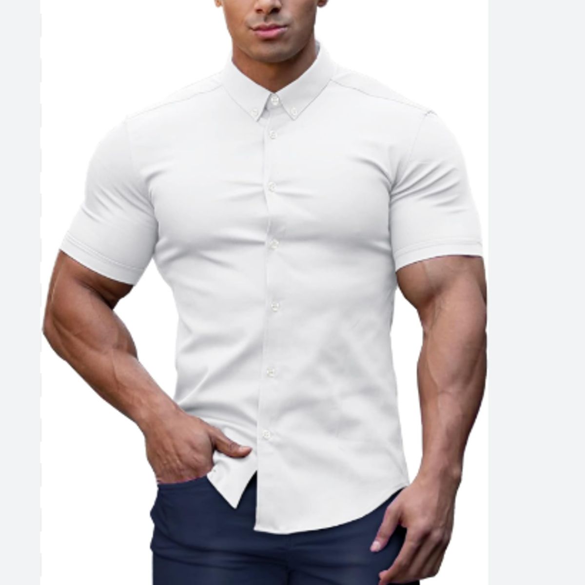 XPRESS RECHARGE - Camisa lisa manga corta para hombre Fresca elegante y cómoda