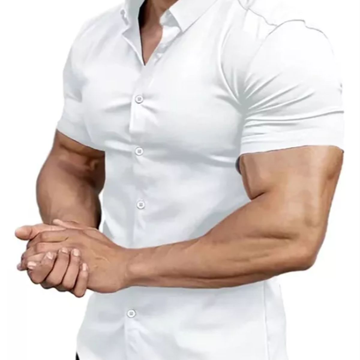 XPRESS RECHARGE - Camisa lisa manga corta para hombre Fresca elegante y cómoda