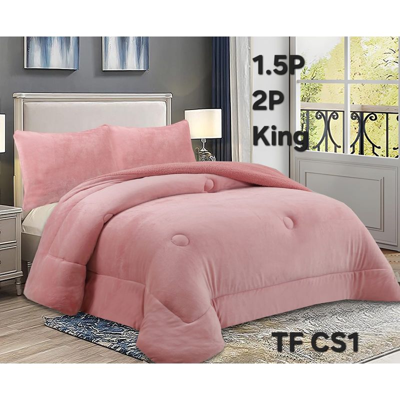 GENERICO - Cubrecama de Invierno Plush con Chiporro 2 plazas Rosado TFCS1