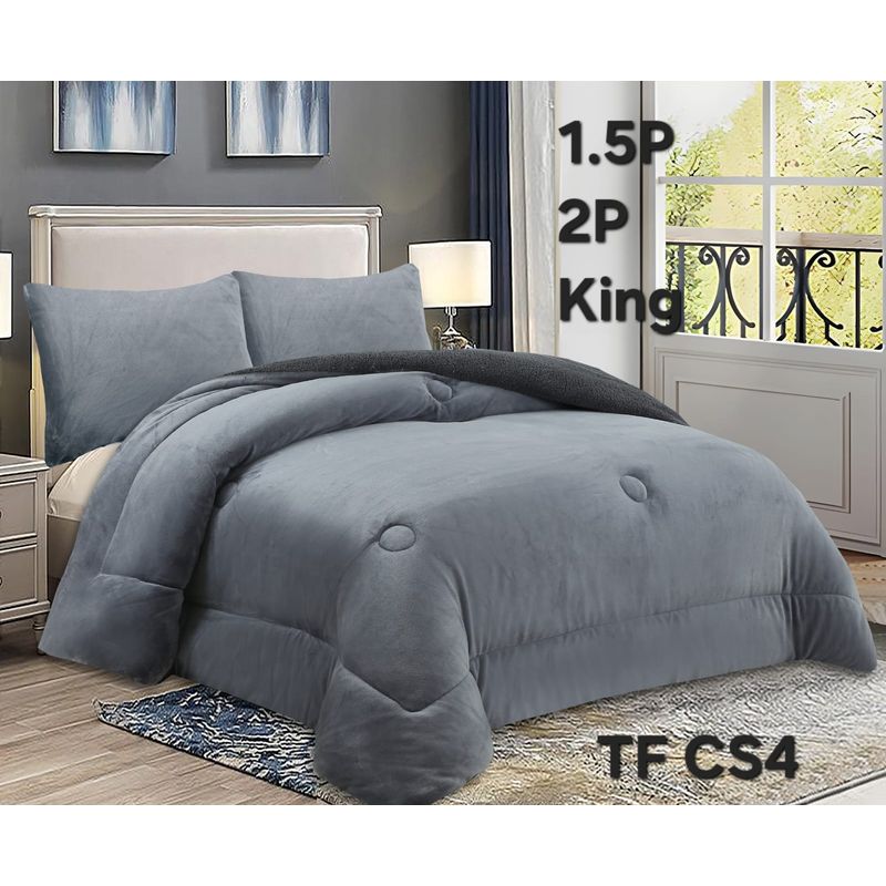 GENERICO - Cubrecama de Invierno Plush con Chiporro 2 plazas Gris TFCS4