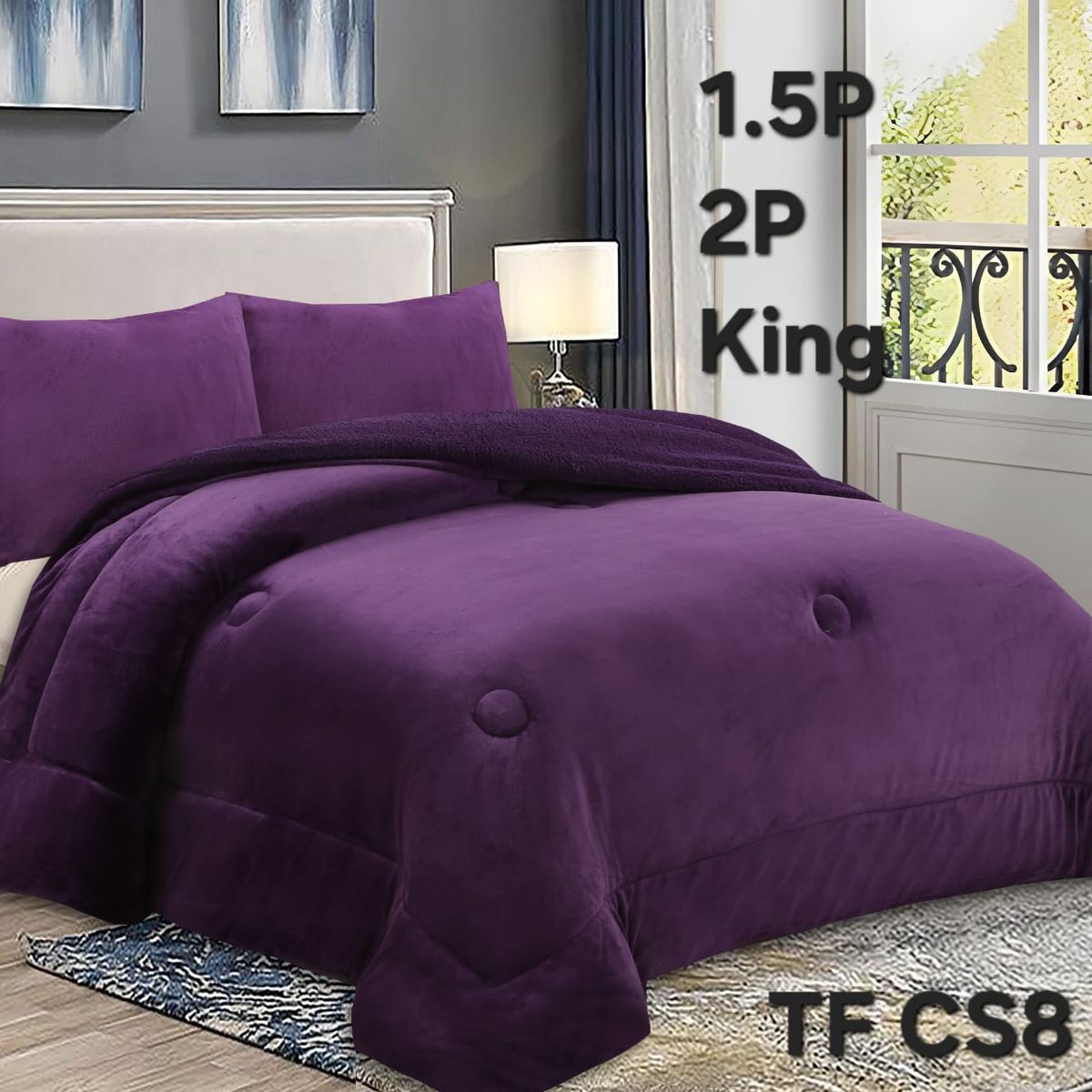GENERICO - Cubrecama de Invierno Plush con Chiporro 2 plazas Morado TFCS8