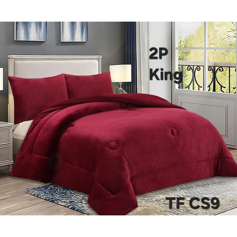 GENERICO - Cubrecama de Invierno Plush con Chiporro 2 plazas Burdeos TFCS9