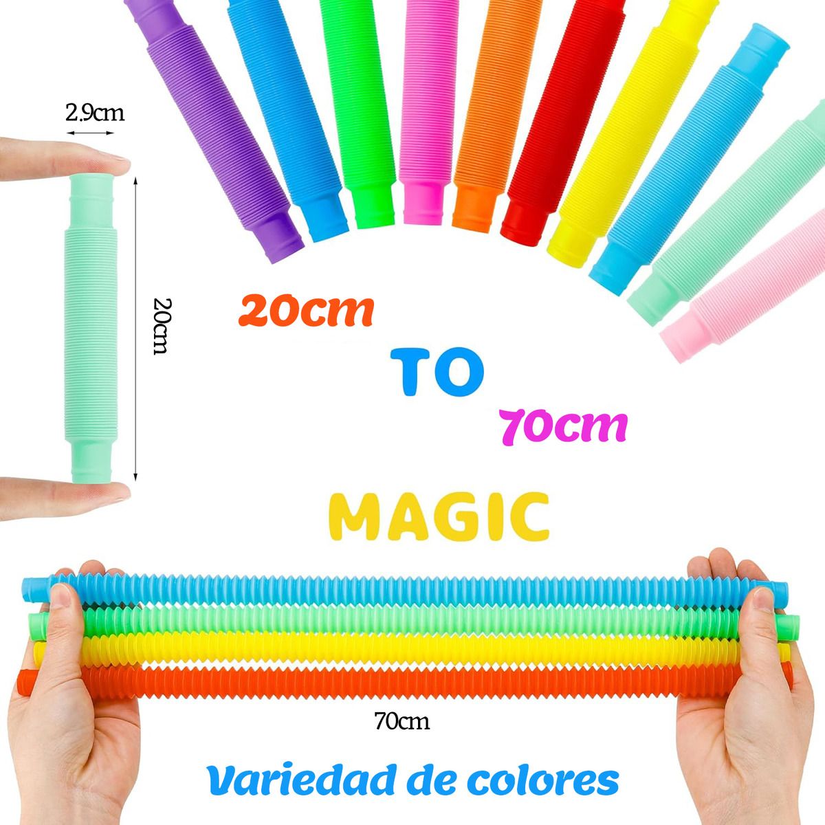 GENERICO - 8pcs Pop It Tube Sensoriales Colorido Kit De Tubo Estirable