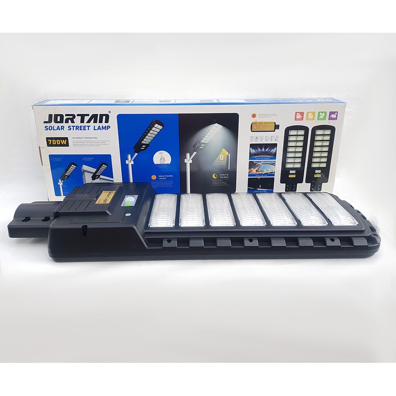 GENERICO - Luminaria de Calle Solar de 700W + Poste y Control Remoto Jortan