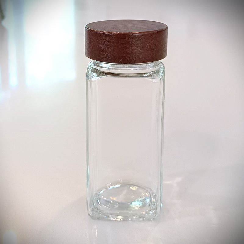 GENERICO - Set 6 frascos de vidrio condimentos. Tapa de madera (120ml)