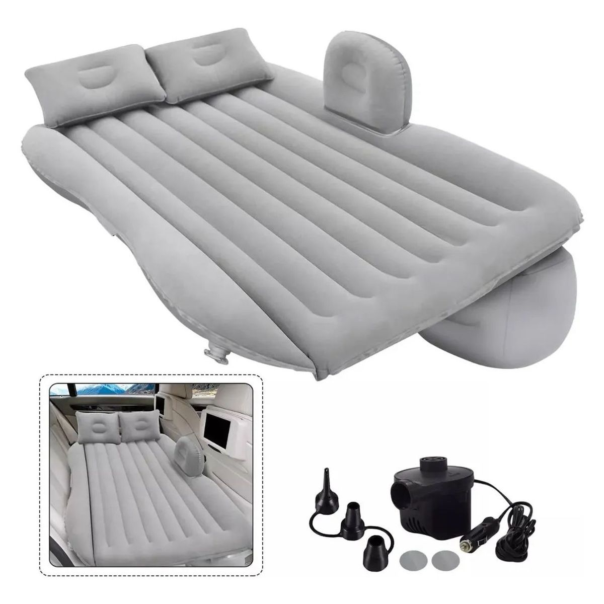 MOVI - Colchon Inflable Para Autos 2 Almohadas + Inflador
