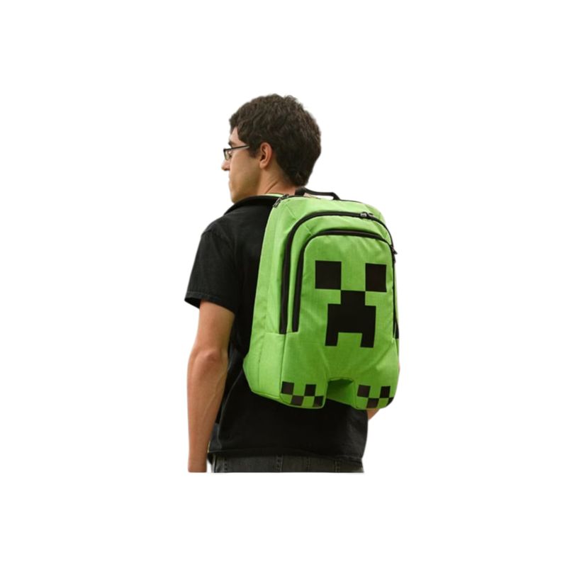 INTEK GAMES - Mochila Escolar Minecraft Negro Verde Grande Creeper