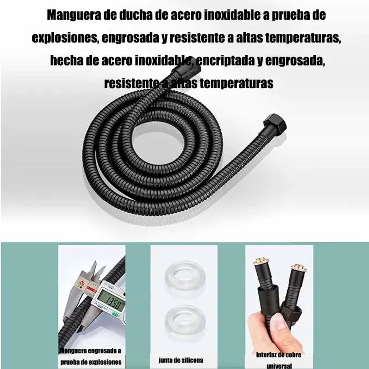 KUANGYE - Regadera Kit De Ducha Tipo Telefono De Mano Acero Inoxidable