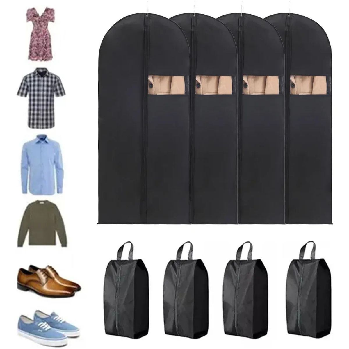 KUANGYE - Set Kit- 4pz Porta-traje Funda+ 4pz Porta-zapato