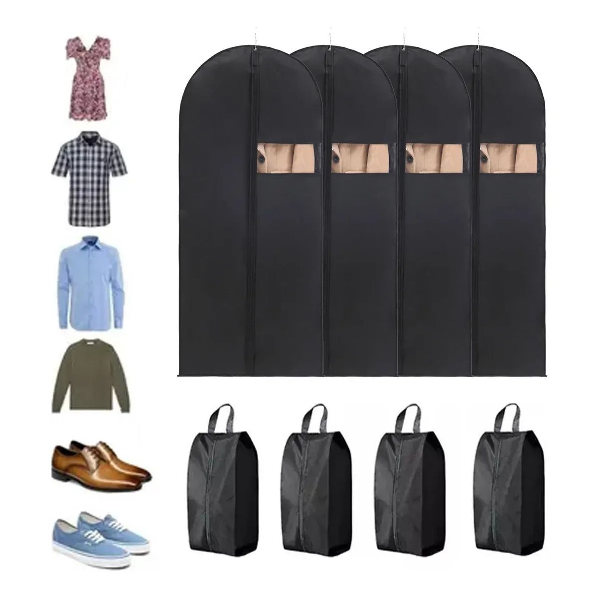 KUANGYE - Set Kit- 4pz Porta-traje Funda+ 4pz Porta-zapato