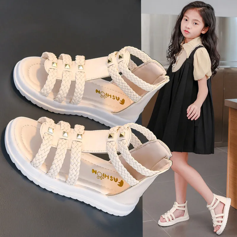 DANWEILE - Sandalia Escolar Niña Blanco 26 a 37