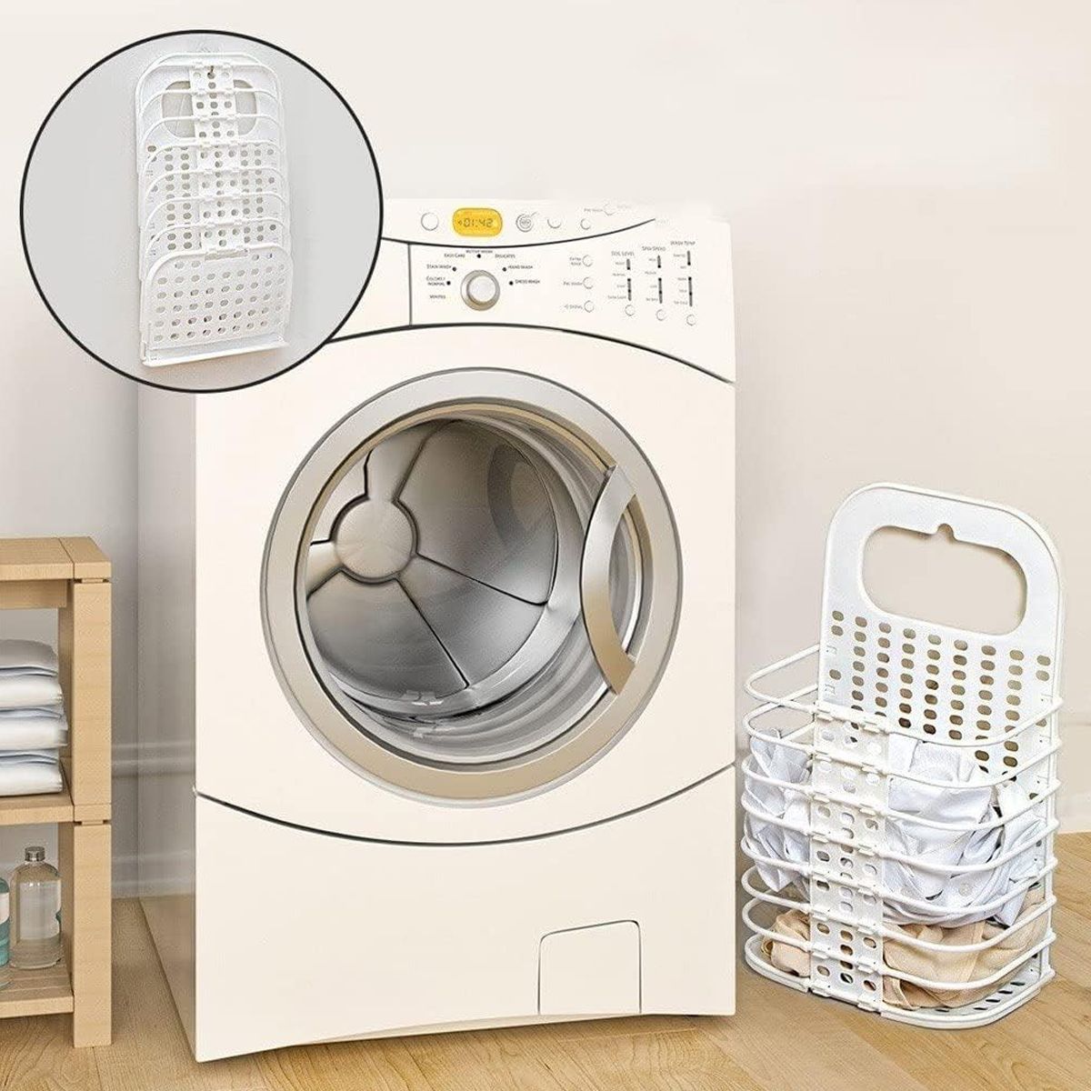 EDWINAYY - Canasto Para Ropa Plástico Con Montado En La Pared Plegable