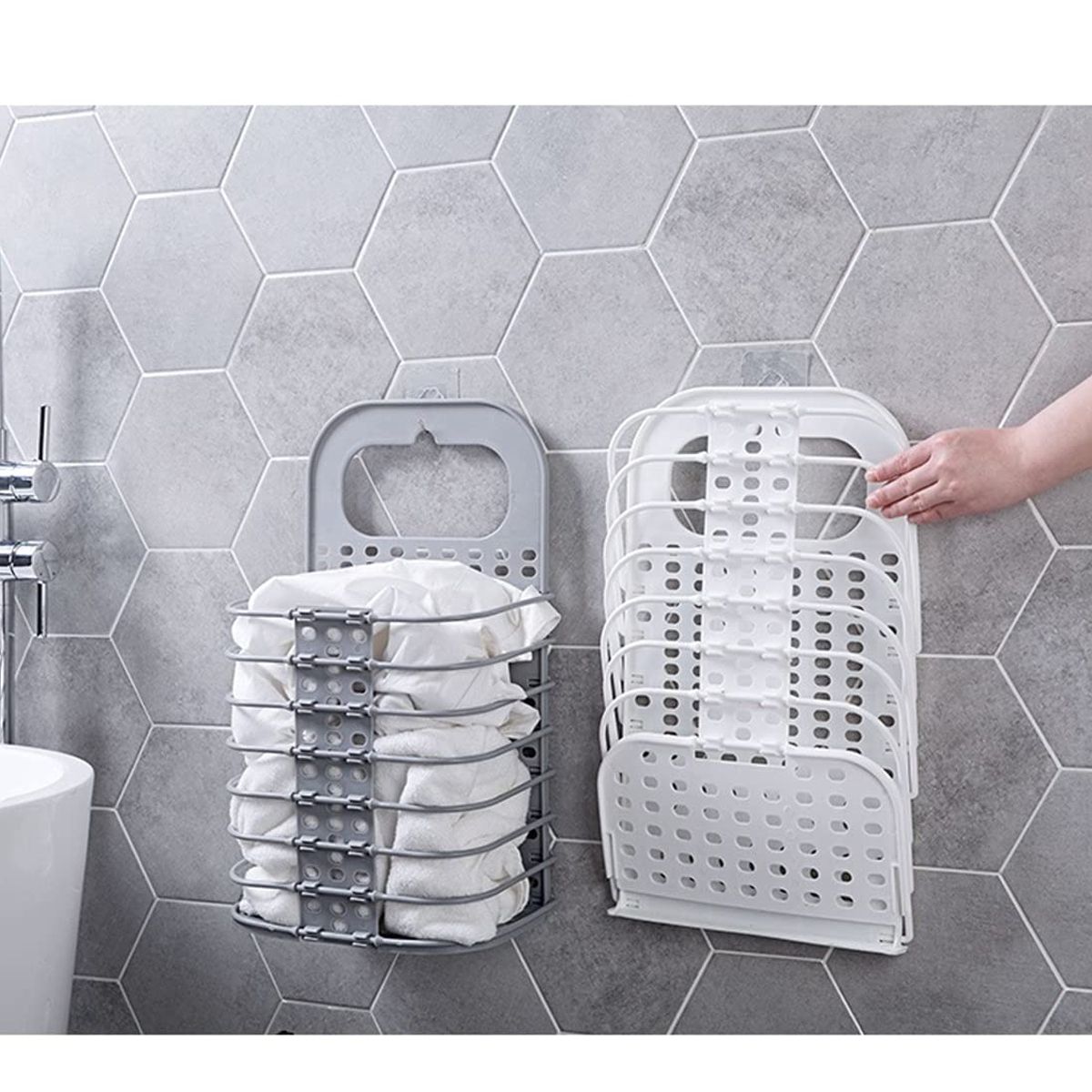 EDWINAYY - Canasto Para Ropa Plástico Con Montado En La Pared Plegable