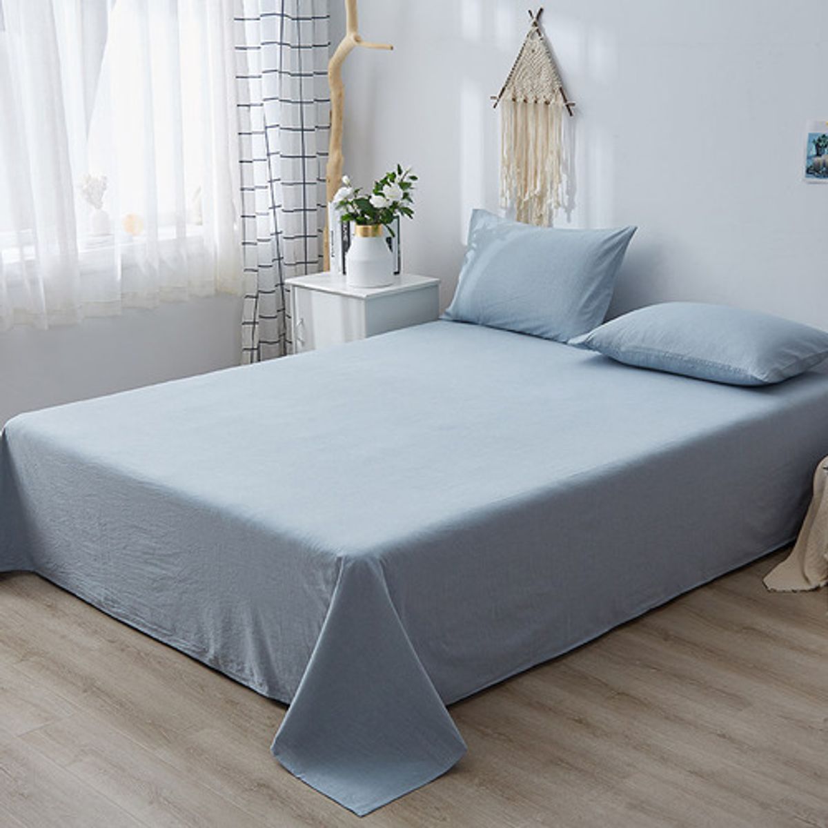 REHUCE - Funda Plumon 2 Plazas 100% Algodon Celeste 300 hilos