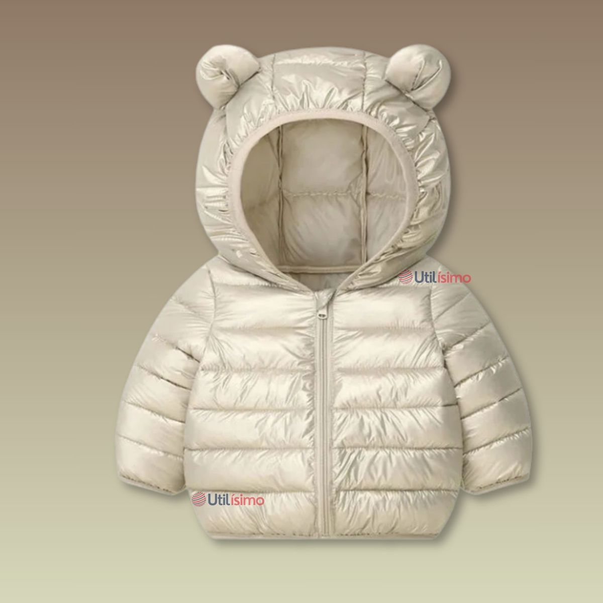 JUMP KIDS - Parka Con Capucha Manga Larga Niña Orejitas Beige Metalizada