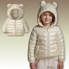 JUMP KIDS - Parka Con Capucha Manga Larga Niña Orejitas Beige Metalizada