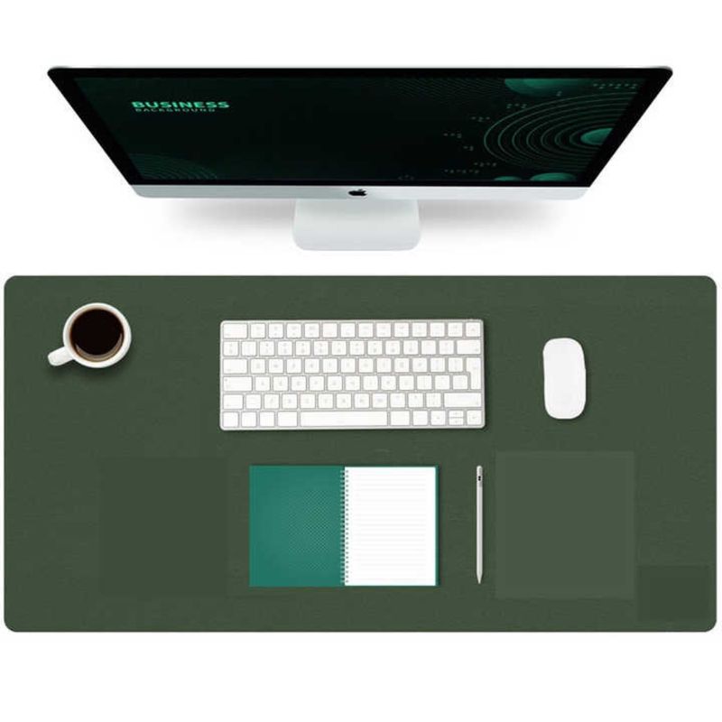 GENERICO - Mouse Pad VERDE MILITAR Alfombrilla Escritorio Cuero Antideslizante 80x40