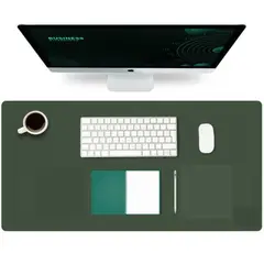 GENERICO - Mouse Pad VERDE MILITAR Alfombrilla Escritorio Cuero Antideslizante 80x40