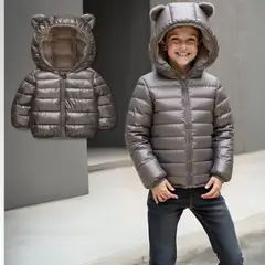 JUMP KIDS - Parka Con Capucha Manga Larga Niño Negro Metalizado