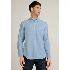 PERRY ELLIS - Camisa Hombre Manga Larga Lyocell Celeste