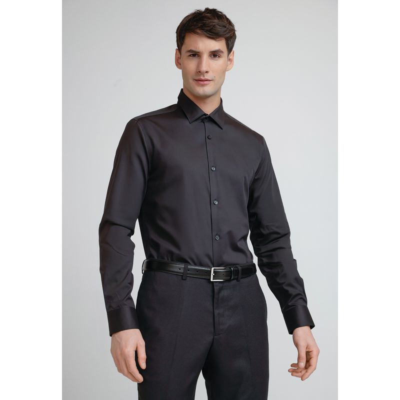 PERRY ELLIS - Camisa Hombre Formal Non Iron Lisa Negro Perry Ellis