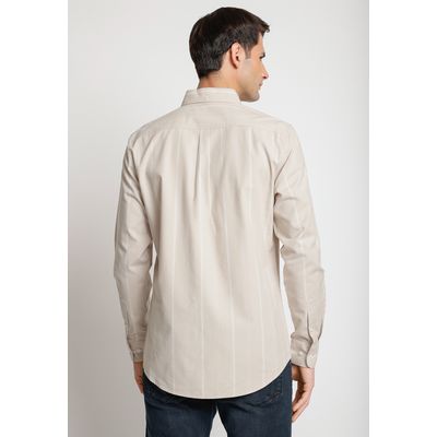 Imagen 2 del producto Camisa Hombre Manga Larga Oxford Listada Beige