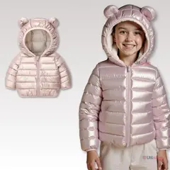 JUMP KIDS - Parka Con Capucha Manga Larga Niña Orejitas Rosa Metalizada