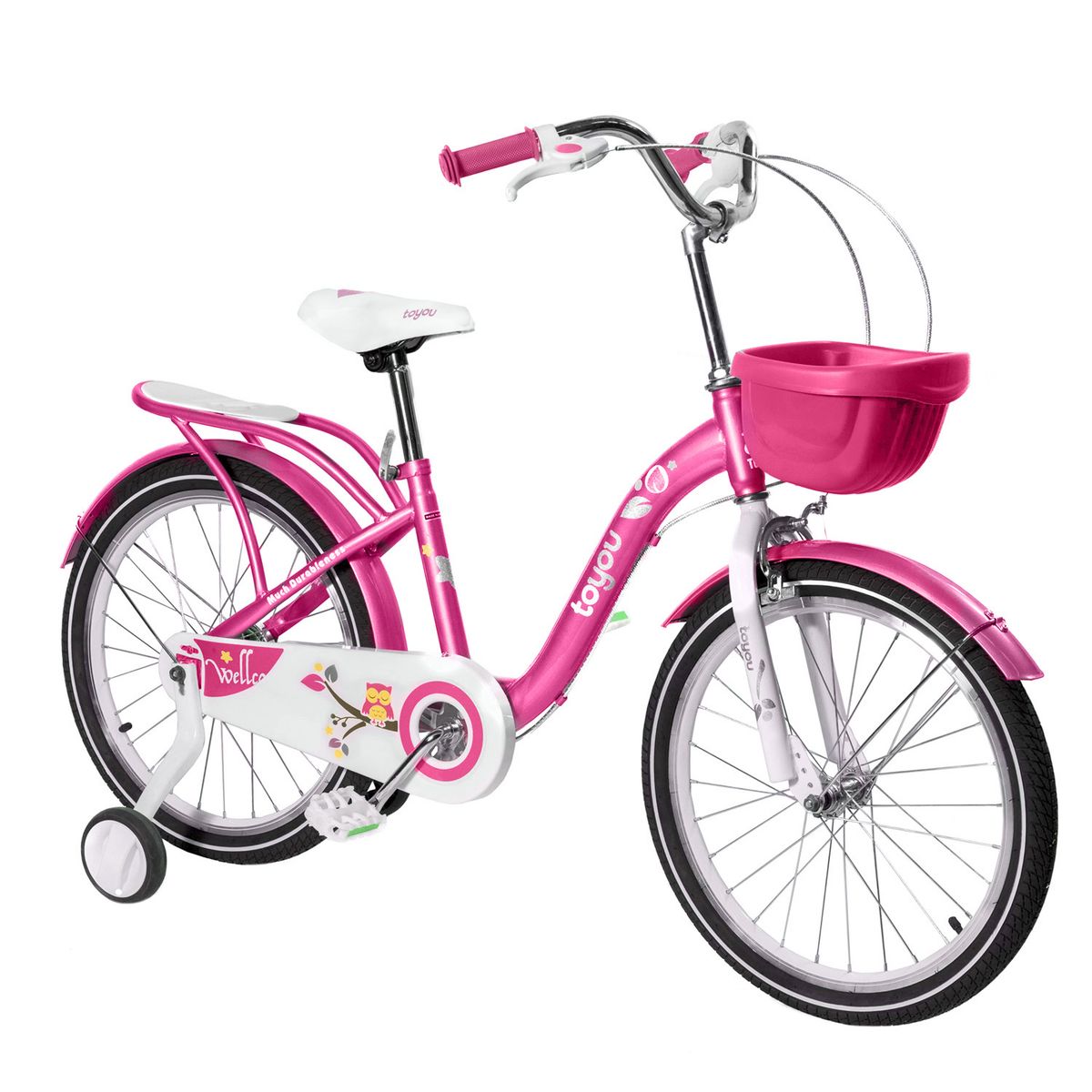 ALPHA - Bicicleta Niña Infantil De Paseo Pink Owl Rueditas Aro 16