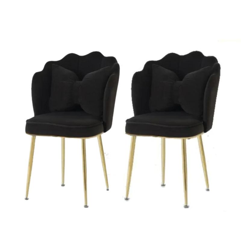 GENERICO - Pack de 2 Silla Sitial Fancy terciopelo base Dorada - Negro
